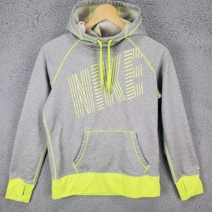 Nike Sweater Womens Gray Green Cowl Neck DRI FIT Pullover Hoodie Sweatshirt MED